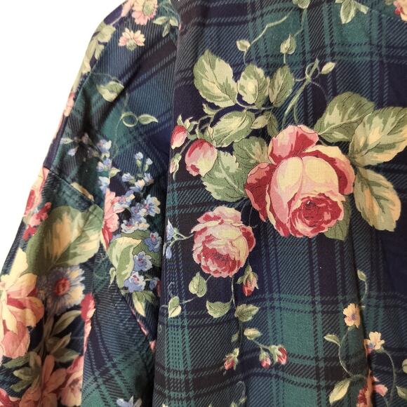 Orvis Vintage Floral + Plaid Jacket Zip Up Grannycore - Picture 7 of 10